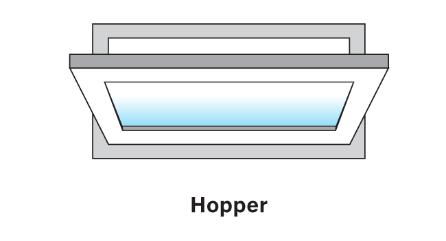 Hopper types of egress windows are often use in small basements.
